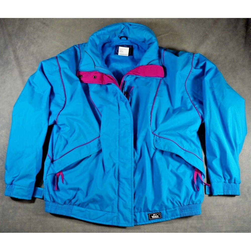 Woolrich‎ Woman Jacket Womens Large Wind Shell Full Zip Turquoise Zip Pockets